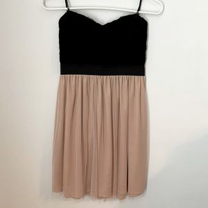 Forever 21 Strapless Light Pink Tule Black Rosette Short Dress